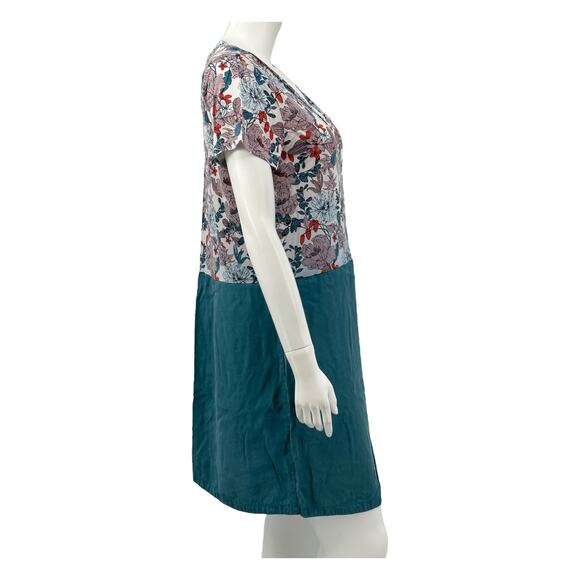 Dolan Anthropologie Dress Womens Large Fletcher Teal Multi Floral Bloom Spring - Picture 3 of 8